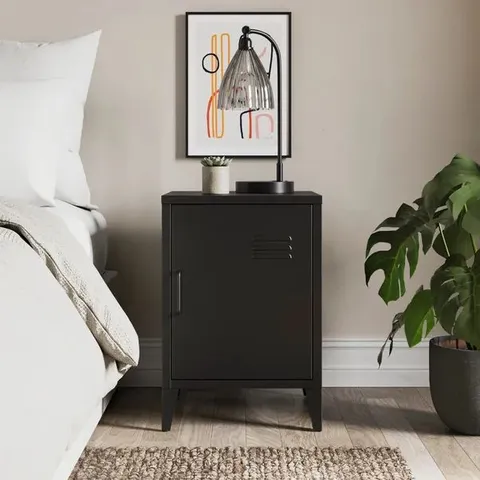 BOXED HELGA METAL SINGLE BEDSIDE TABLE - BLACK (1 BOX)