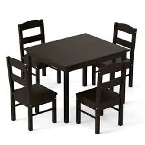 BOXED COSTWAY KIDS TABLE AND 4 CHAIRS SET FOR TODDLERS DINING, DRAWING, READING - DARK BROWN