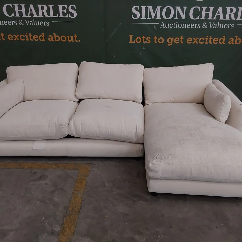 QUALITY BRITISH DESIGNER LOUNGE Co. CHAISE SOFA NATURAL FABRIC 