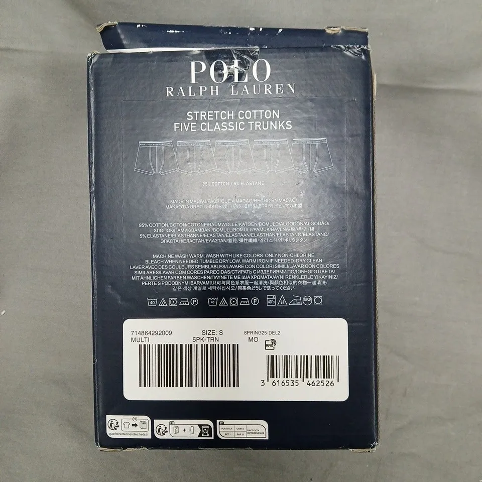 POLO RALPH LAUREN FIVE CLASSIC TRUNKS – STRETCH COTTON, SIZE S, 5-PACK