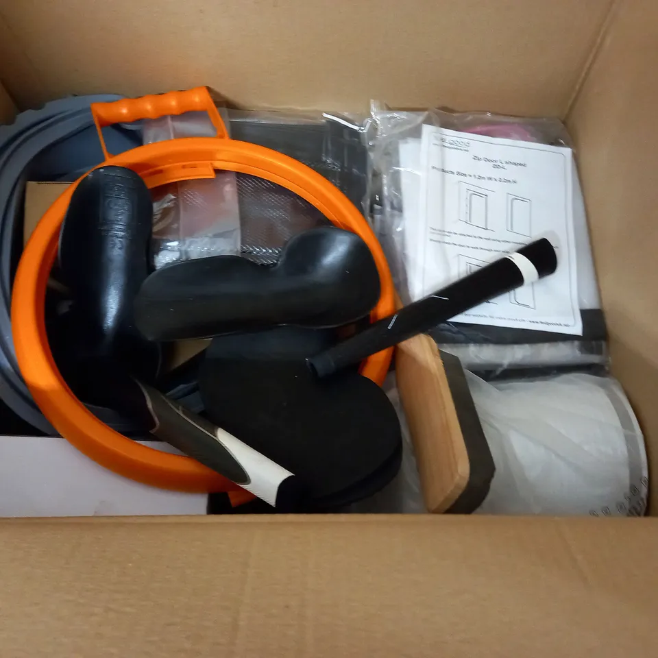 LARGE QUANTITY OF ASSORTED HOUSEHOLD ITEMS TO INCLUDE CERTIFICATE BOOK, DYSON PARTS AND SHOWER TUBE