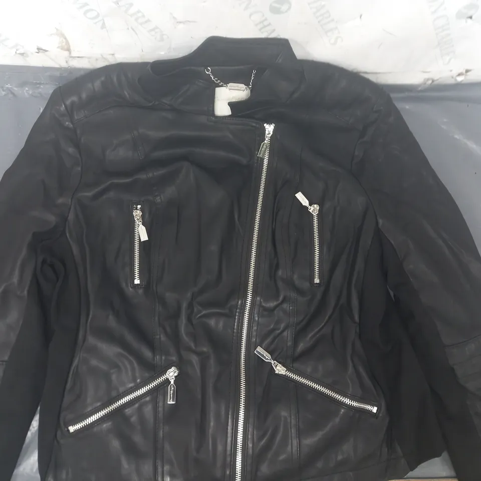 DANNII MINOGUE FAUX BIKER JACKET IN BLACK SIZE 10