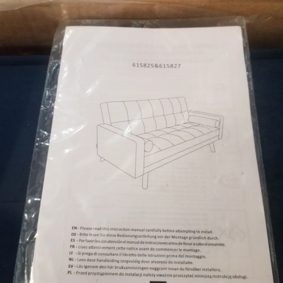 BOXED 2 SEATER CLIC CLAC SOFA BED - BLUE