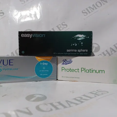 APPROXIMATELY 20 ASSORTED HOUSEHOLD ITEMS TO INCLUDE ACUVUE OASYS CONTACT LENSES, EASYVISION CONTACT LENSES, ETC