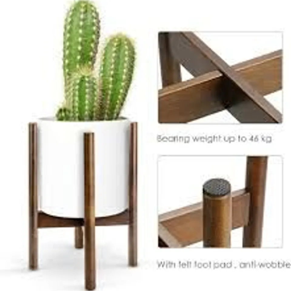 BOXED PLANT STAND, PLANT HOLDER MID CENTURY WOOD MODERN FLOWER POTTED HOLDER RACK FOR INDOOR OUTDOOR FITS UP TO 21 CENTIMETER POT(POT NOT INCLUDED)