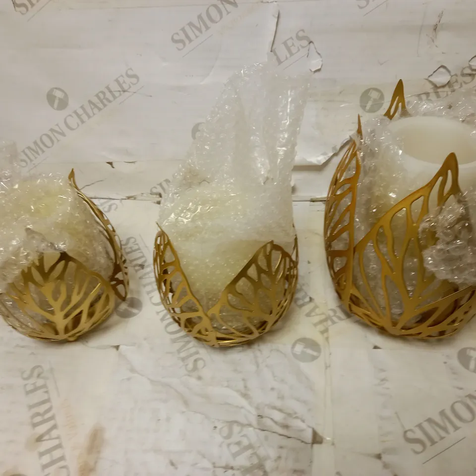 ALISON CORK SET OF BOTANICAL TEALIGHT HOLDERS & LED CANDLES