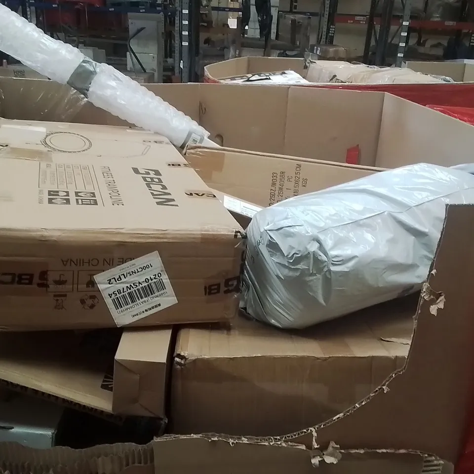 PALLET OF ASSORTED HOUSEHOLD GOODS AND PRODUCTS TO INCLUDE;TRAMPOLINE,CEILING LIGHT,,RETRACTABLE SAFETY GATE