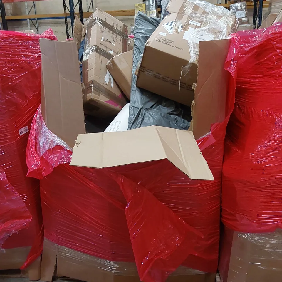 PALLET OF ASSORTED HOUSEHOLD ITEMS AND CONSUMER PRODUCTS TO INCLUDE; BOXED FURNITURE AND HOUSEHOLD PRODUCTS ETC