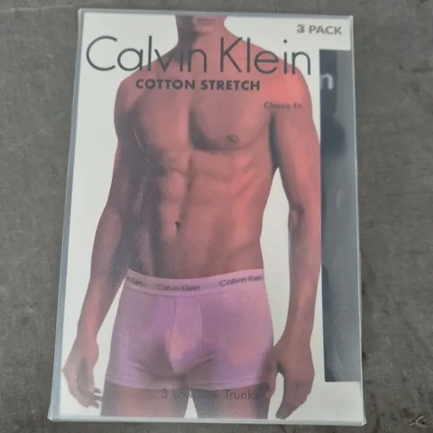 CALVIN KLEIN COTTON STRETCH 3-PACK LOW RISE TRUNKS – MEN'S UNDERWEAR - SIZE MEDIUM