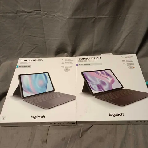 BOX OF APPROXIMATELY 15 ASSORTED LOGITECH COMBO TOUCH KEYBARD CASES, NON UK VERSIONS. 