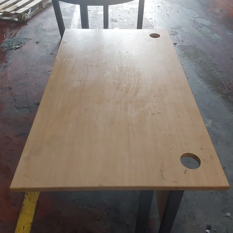 WOODEN DESK WITH METAL LEGS
