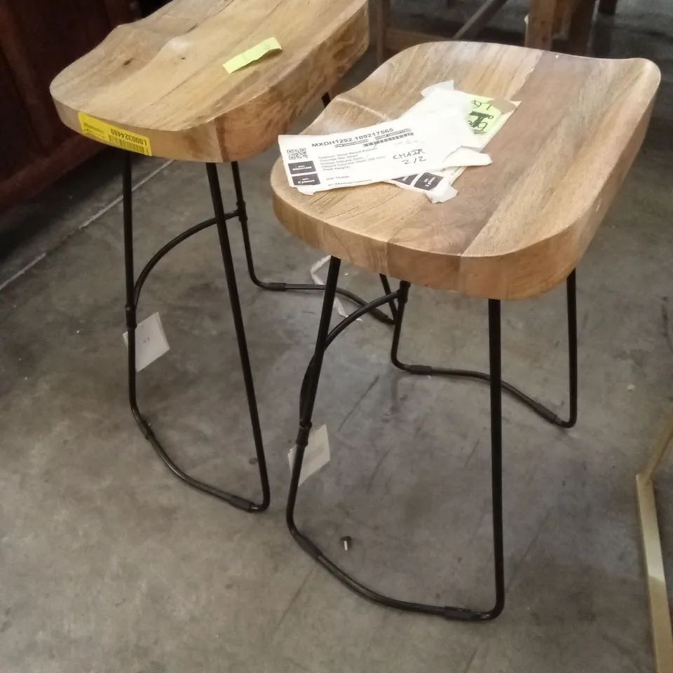 SET OF 2 GALLITZIN SOLID WOOD KITCHEN COUNTER BARSTOOLS