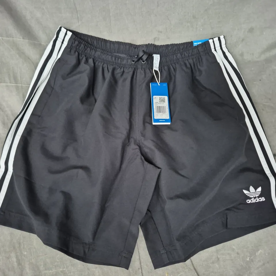 ADIDAS SWIM SHORTS – BLACK, REGULAR FIT, 8IN INSEAM - LARGE
