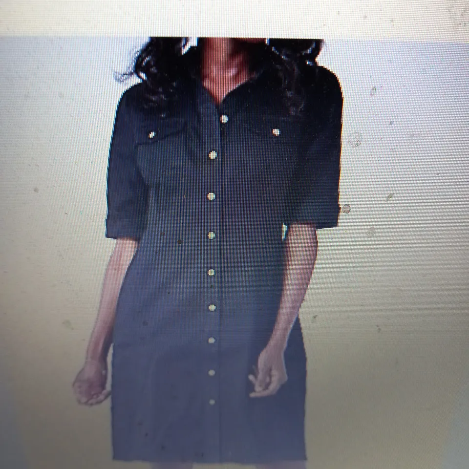 3 X BRAND NEW ELBOW SLEEVE BUTTON UP STRETCH DENIM DRESS BY NINA LEONARD BLACK 4XL