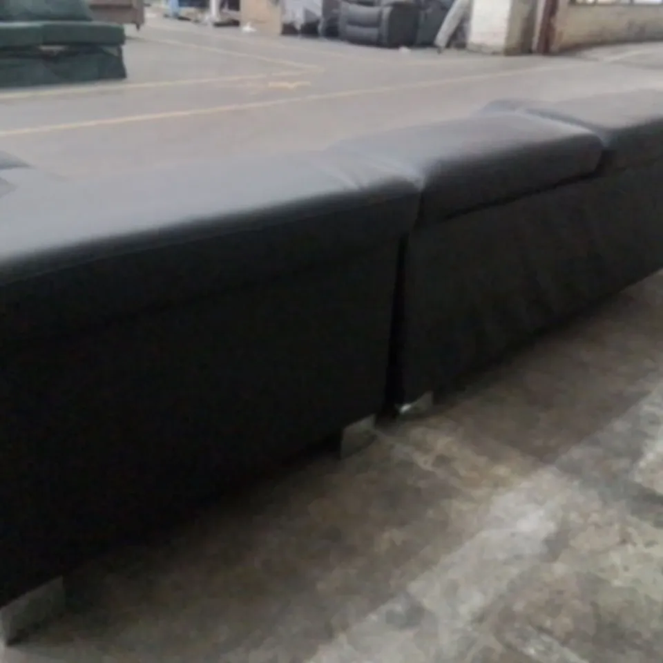 QUALITY DESIGNER FAUX LEATHER BLACK HEADREST RECLINER CORNER SOFA