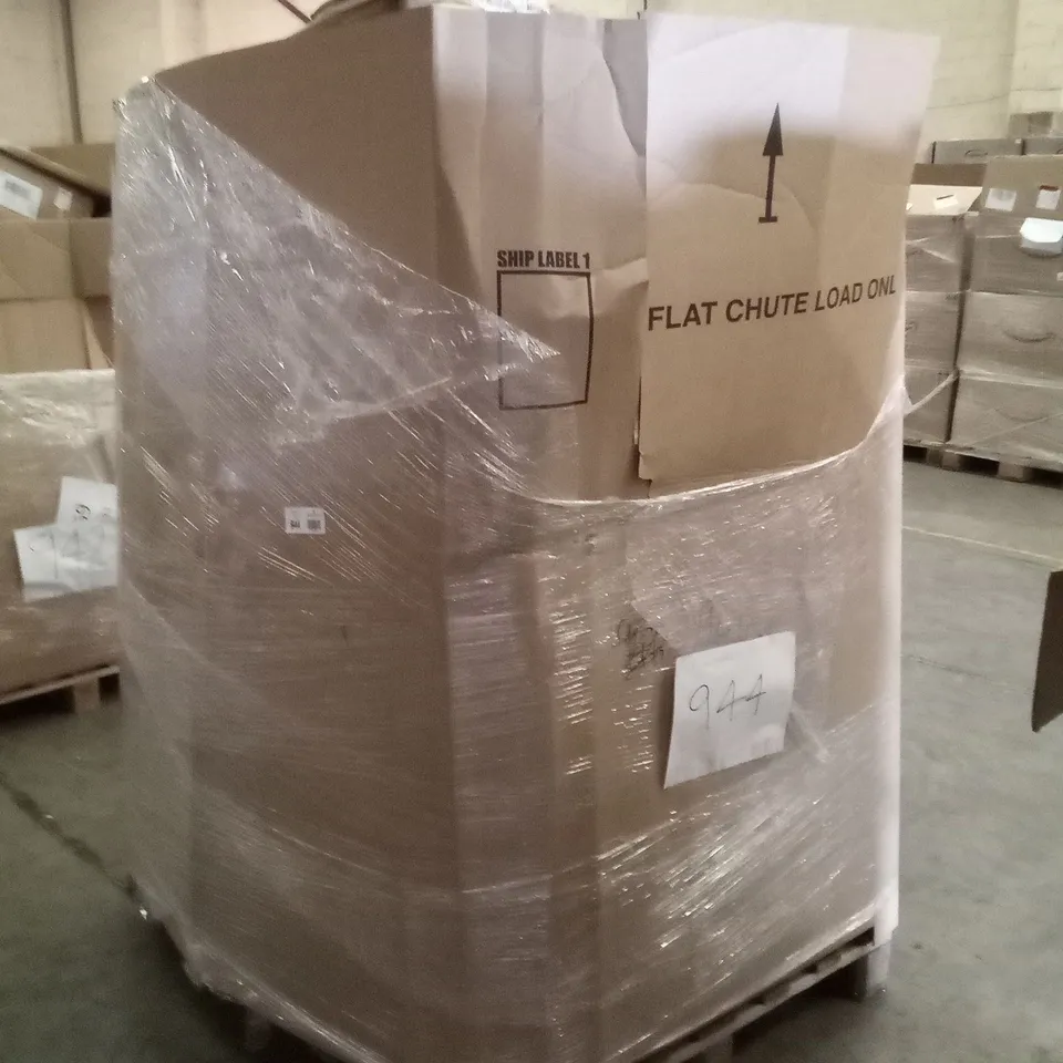 UNPROCESSED PALLET OF ASSORTED HOUSEHOLD GOODS TO INCLUDE DESK CHAIR, BAR STOOL, AND LARGE CAT LITTER TRAY 