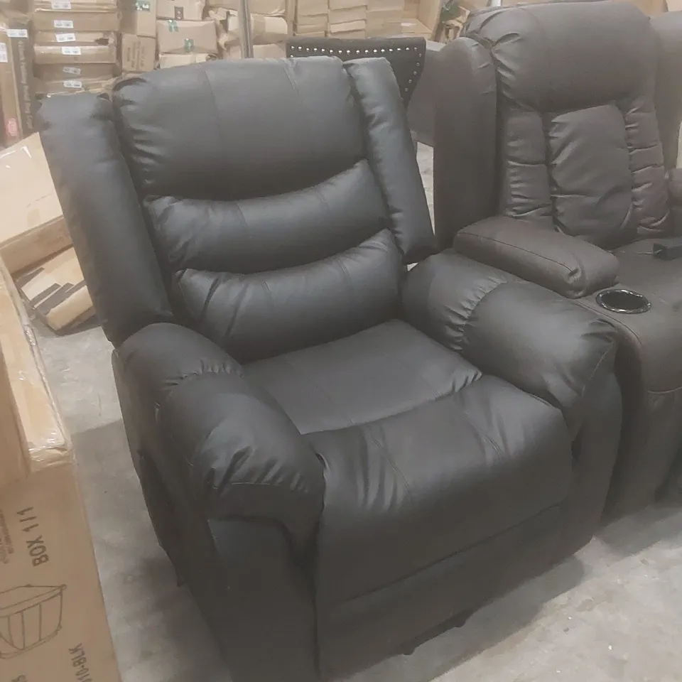 DESIGNER FAUX LEATHER POWER RECLINER CHAIR - BLACK