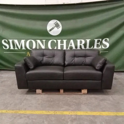 ARDEN ITALIAN LEATHER 4 SEATER SOFA - BLACK