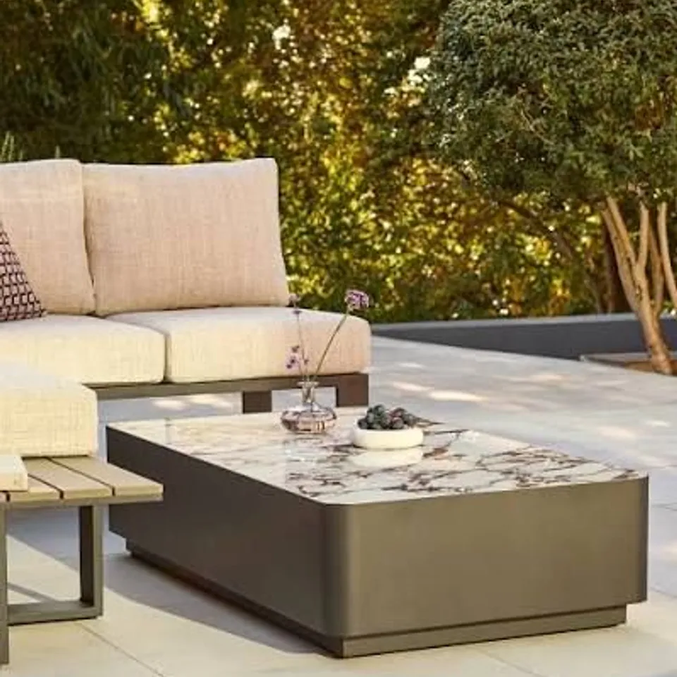 BOXED DANETTI BIANCO BLACK WITH WHITE CALACATTA GARDEN COFFEE TABLE