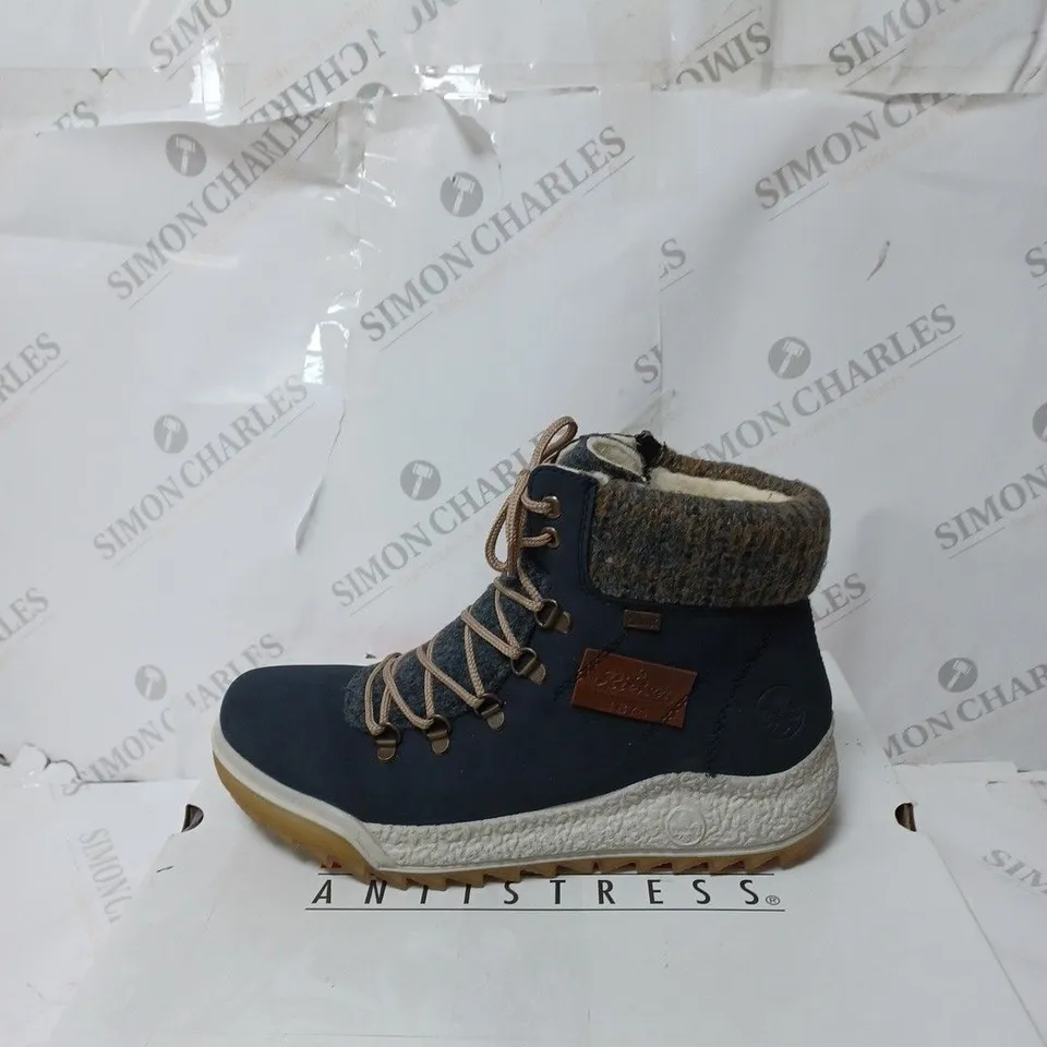 RIEKER LACE UP NAVY BOOTS - SIZE 6.5