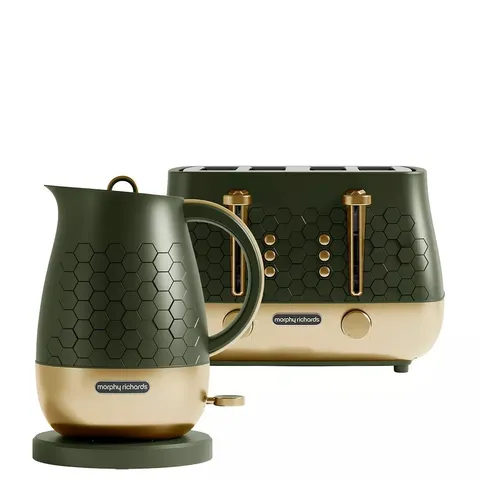 BOXED MORPHY RICHARDS CASSINI KETTLE & TOASTER - GREEN (2 BOXES)