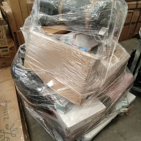 PALLET OF ASSORTED HOUSEHOLD GOODS AND PRODUCTS TO INCLUDE; SUITCASES, FOLDING PICNIC TABLE, BABY PRODUCT ETC