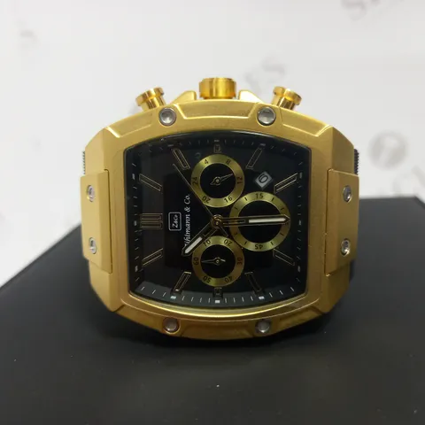ZIHLMANN & CO TRIPLE DIAL STUD DETAIL RUBBER STRAP WATCH