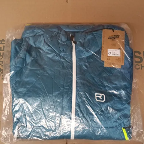 BAGGED ORTOVOX SWISSWOOL PIZ VIAL JACKET IN MOUNTAIN BLUE SIZE XL