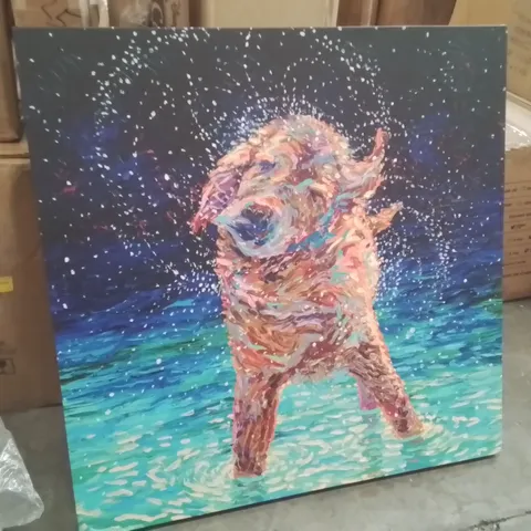 BOXED ABSTRACT DOG CANVAS PICTURE 