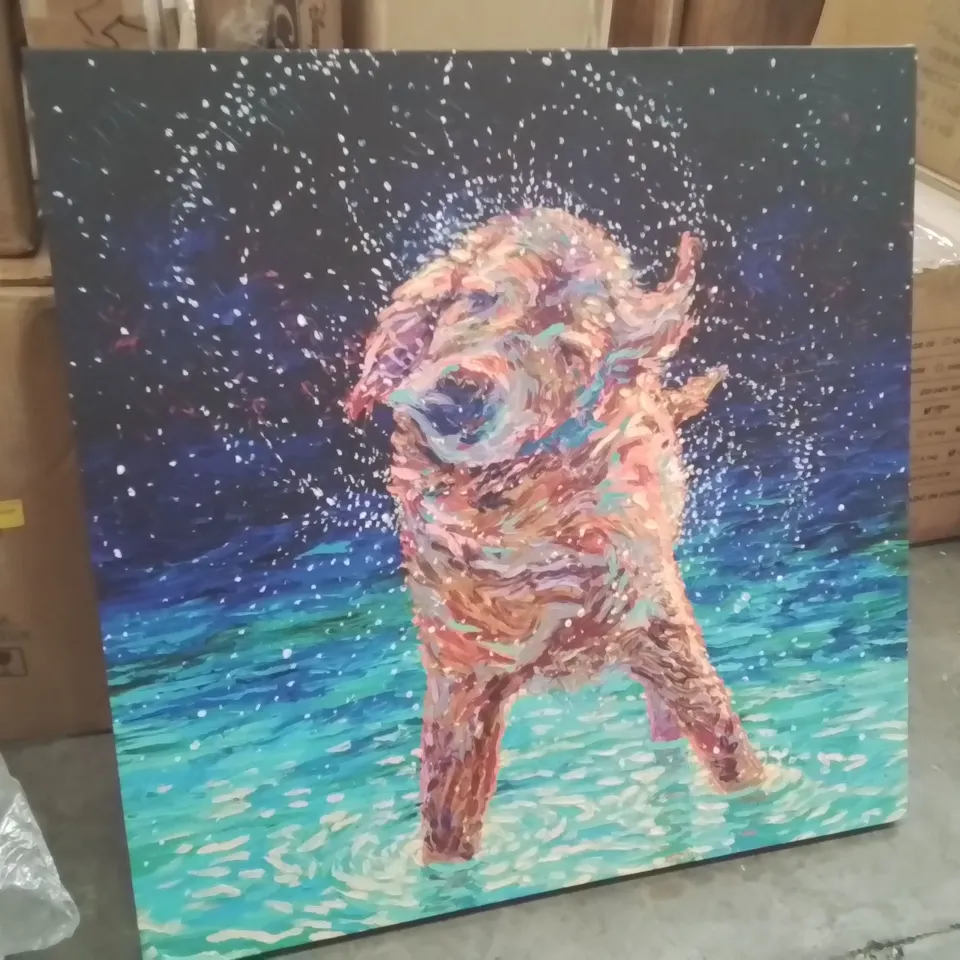 BOXED ABSTRACT DOG CANVAS PICTURE