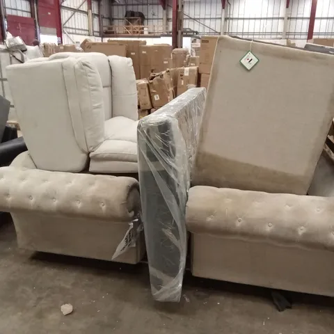 PALLET OF ASSORTED INCOMPLETE OR DAMAGED DESIGNER SOFAS AND SOFA PARTS