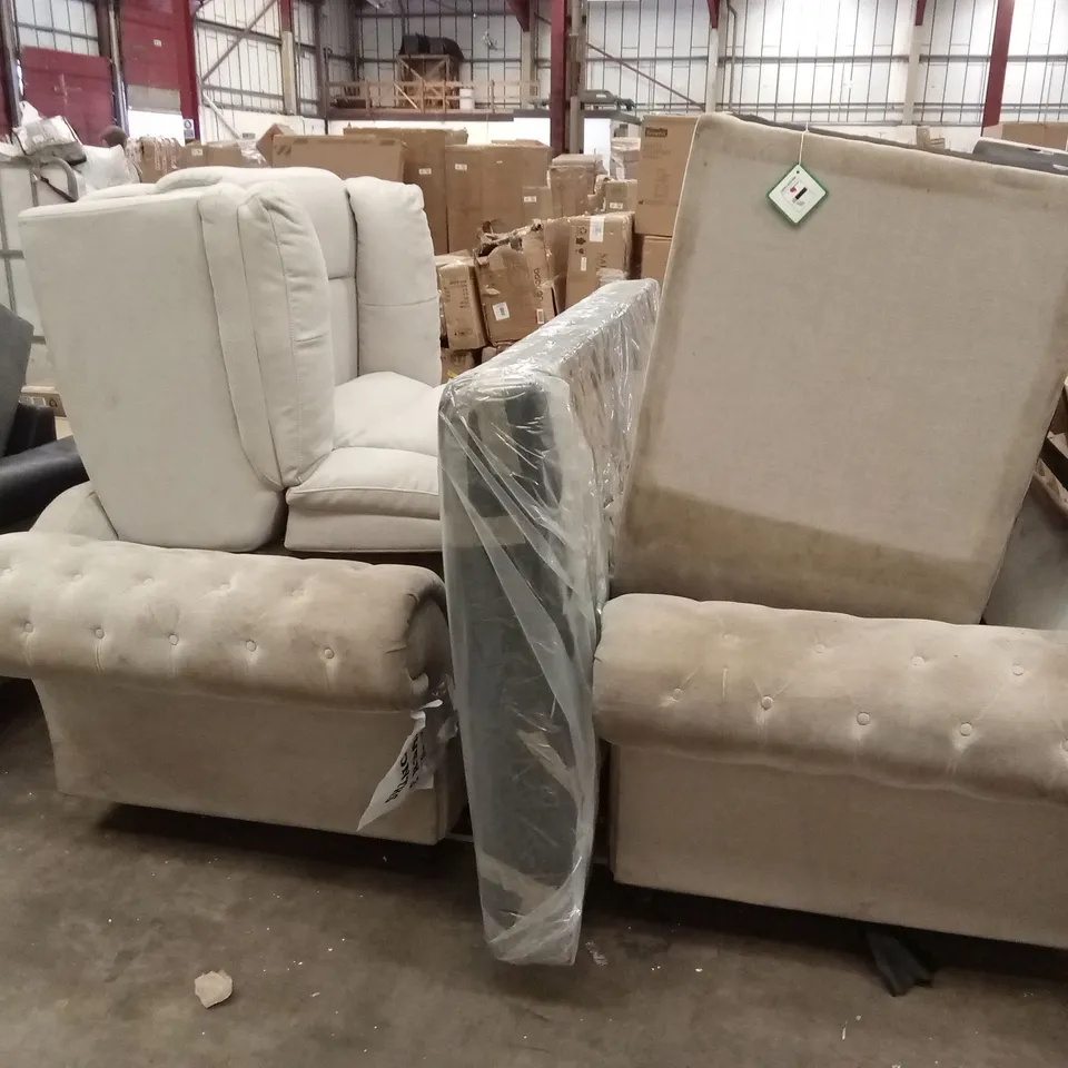 PALLET OF ASSORTED INCOMPLETE OR DAMAGED DESIGNER SOFAS AND SOFA PARTS