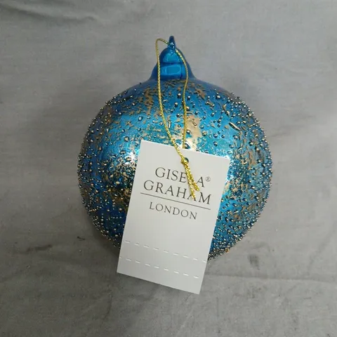 SET OF 6 GISELA GRAHAM LONDON BLUE GLASS CHRISTMAS ORNAMENTS