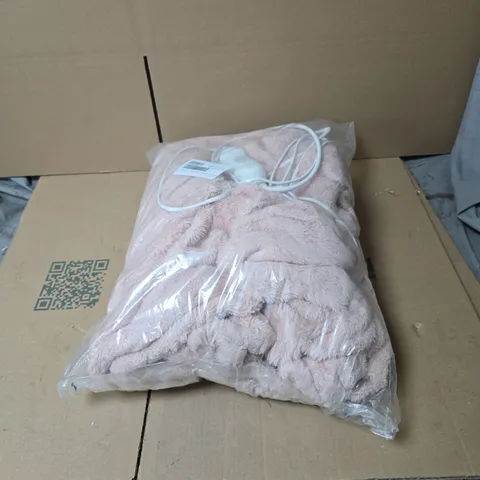 COZEE HOME LUXURY RUCHED FAUX FUR ABD VELVETSOFT HEATED THROW PINK UNBOXED