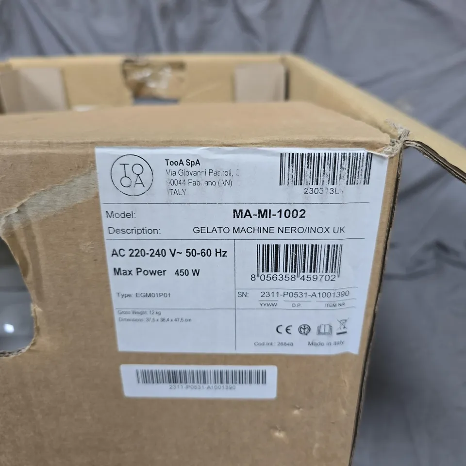 TOOA MA-MI-1002 GELATO MACHINE – NERO / INOX (UK)