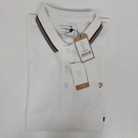 FARAH ELTON POLO T-SHIRT IN WHITE SIZE XL (UK 14)
