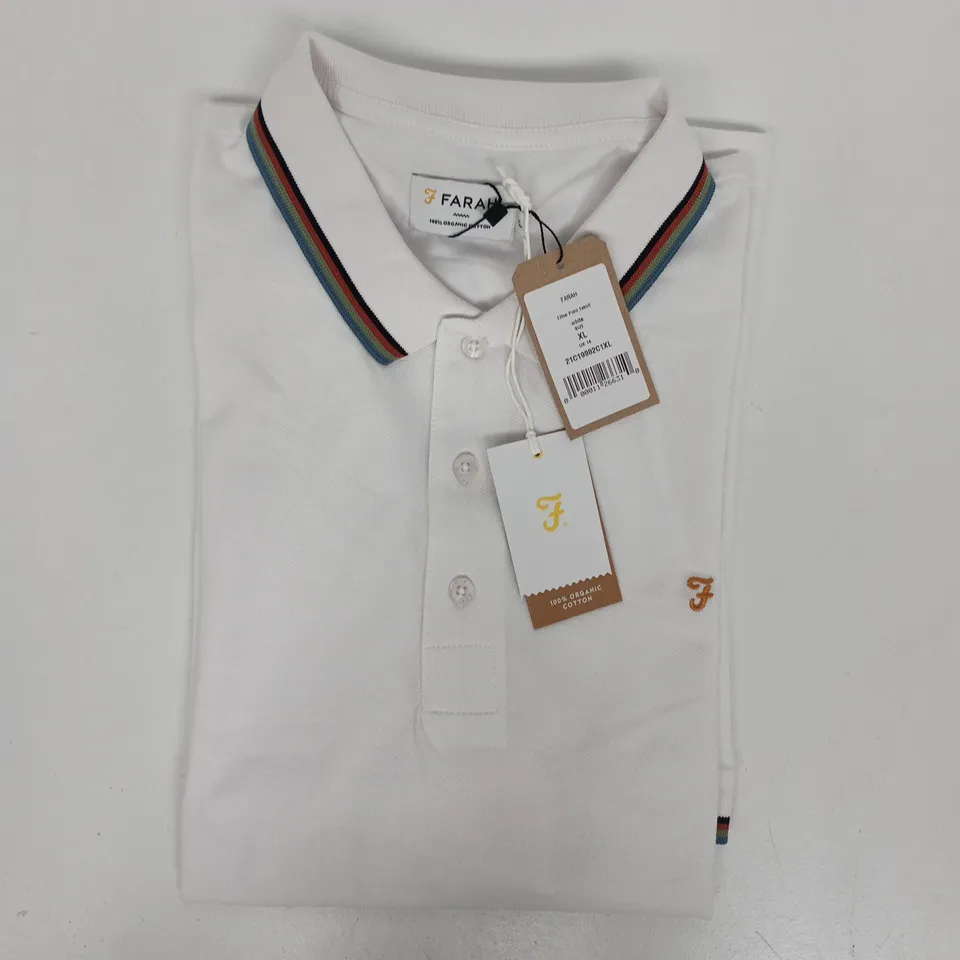 FARAH ELTON POLO T-SHIRT IN WHITE SIZE XL (UK 14)