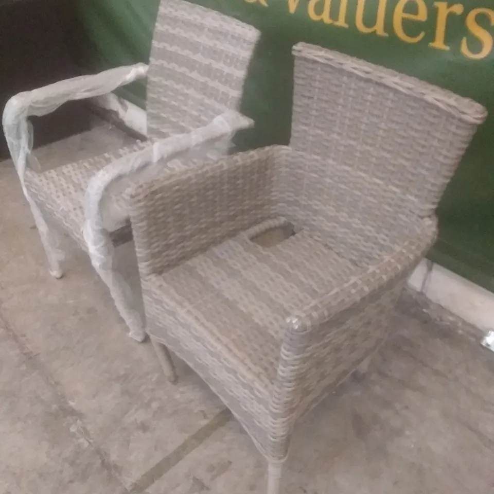 X2 RATTAN EFFECT GARDEN ARMCHAIRS GREY