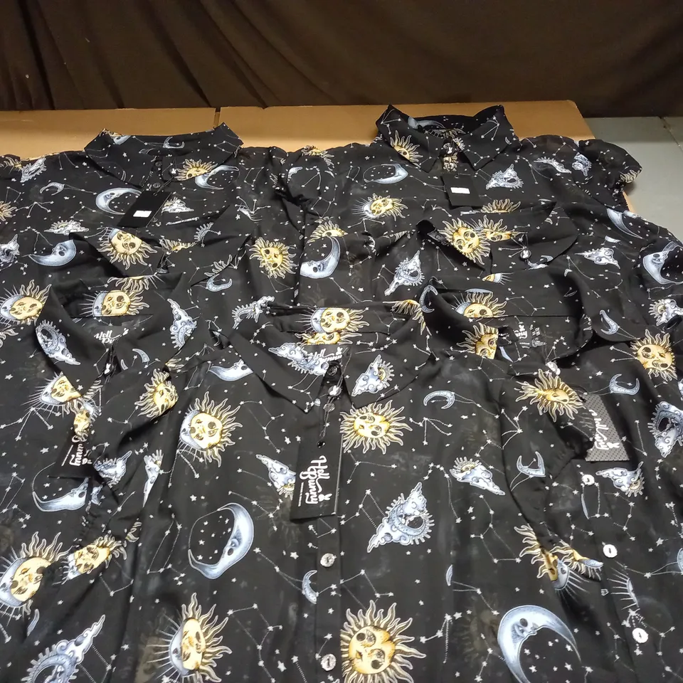 LOT OF 7 HELL BUNNY SUN AND MOON SHIRTS - VARIOUS SIZES
