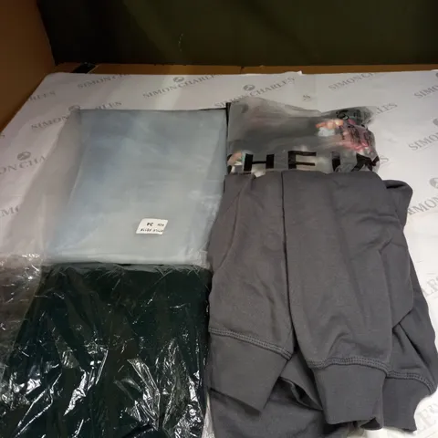 BOX OF ASSORTED CLOTHING ITEMS TOO INCLUDE JUMPERS, SHIRTS AND TROUSERS IN VARIOUS SIZES AND COLOURS   