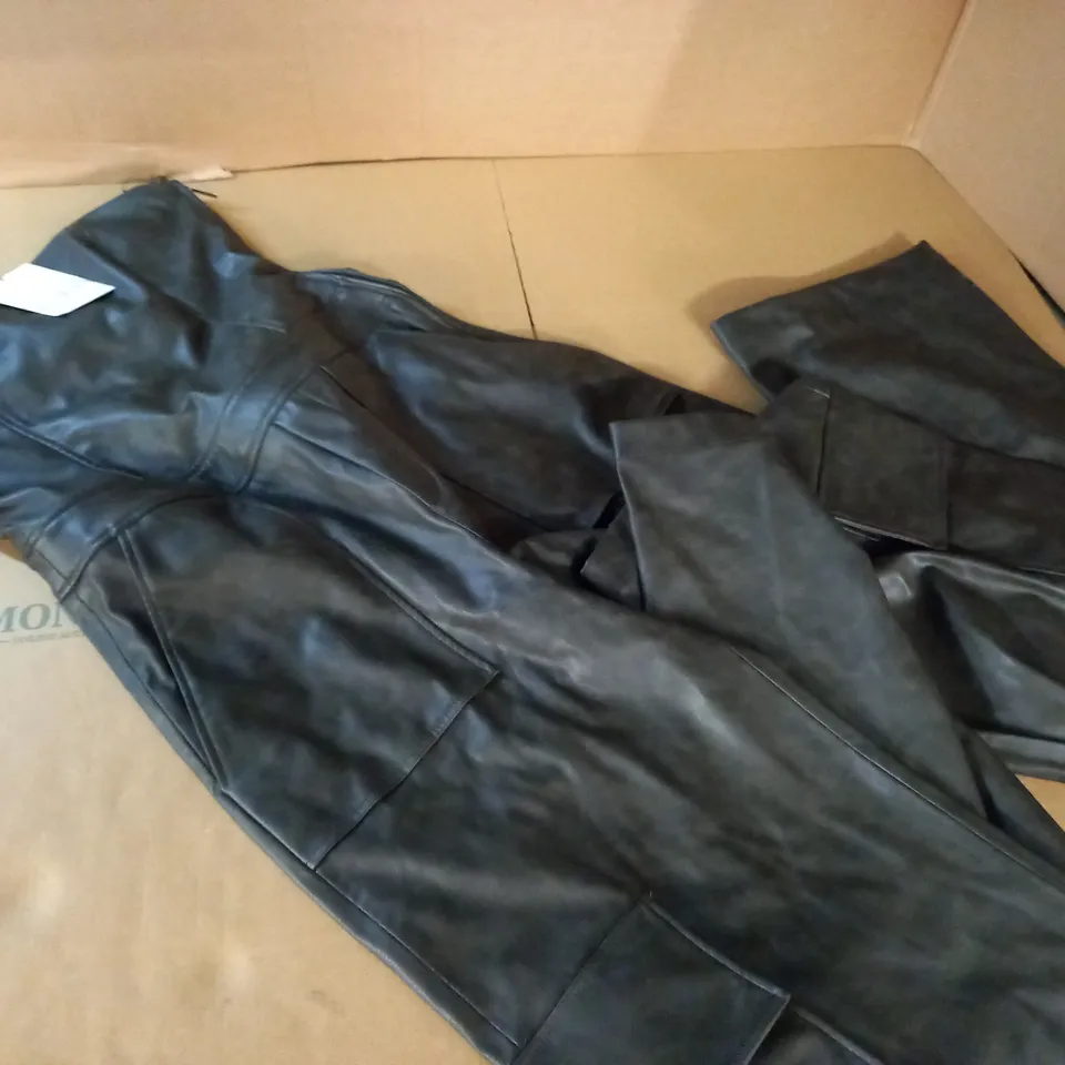 ZARA LEATHER LOOK SLEEVELESS PLAYSUIT - M