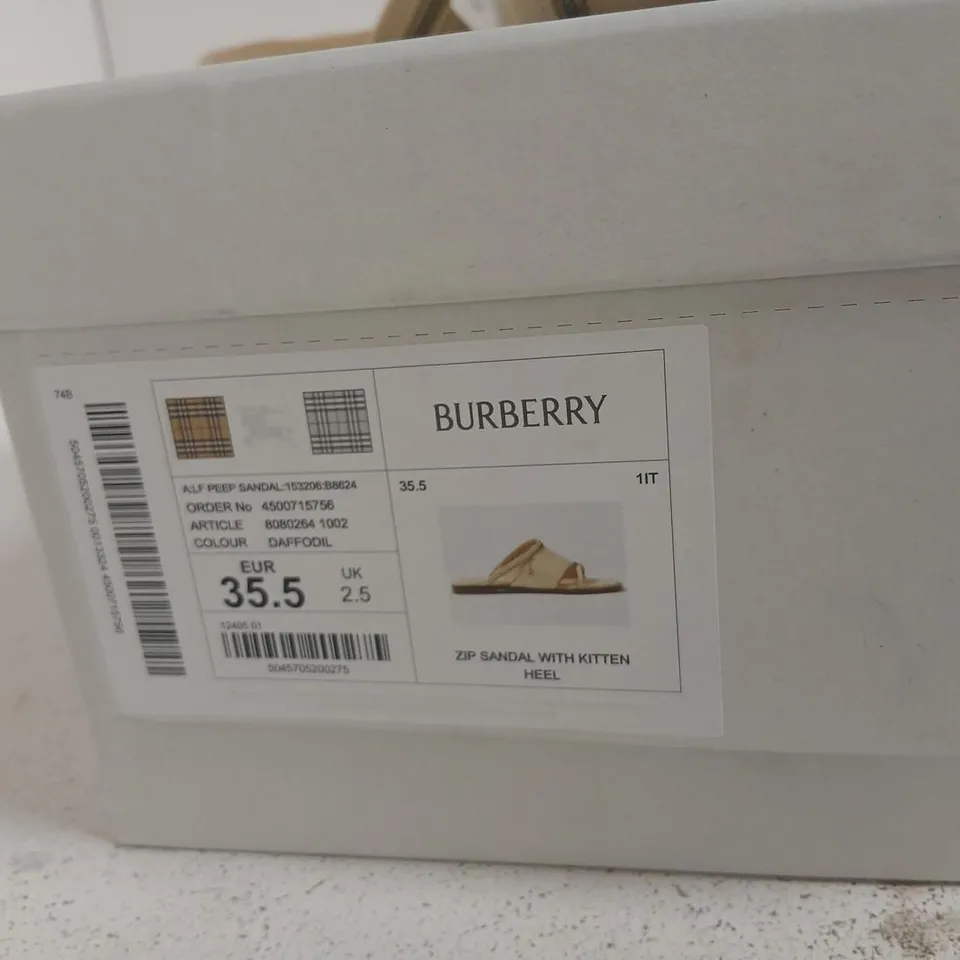 BURBERRY ZIP SANDAL WITH KITTEN HEEL – BEIGE, UK 2.5 (EU 35.5)