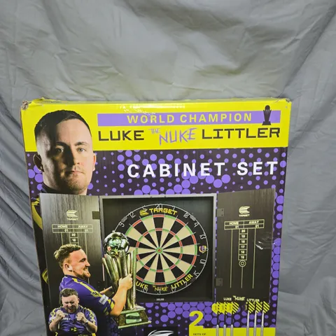 TARGET LUKE LITTLER DARTBOARD AND CABINET SET