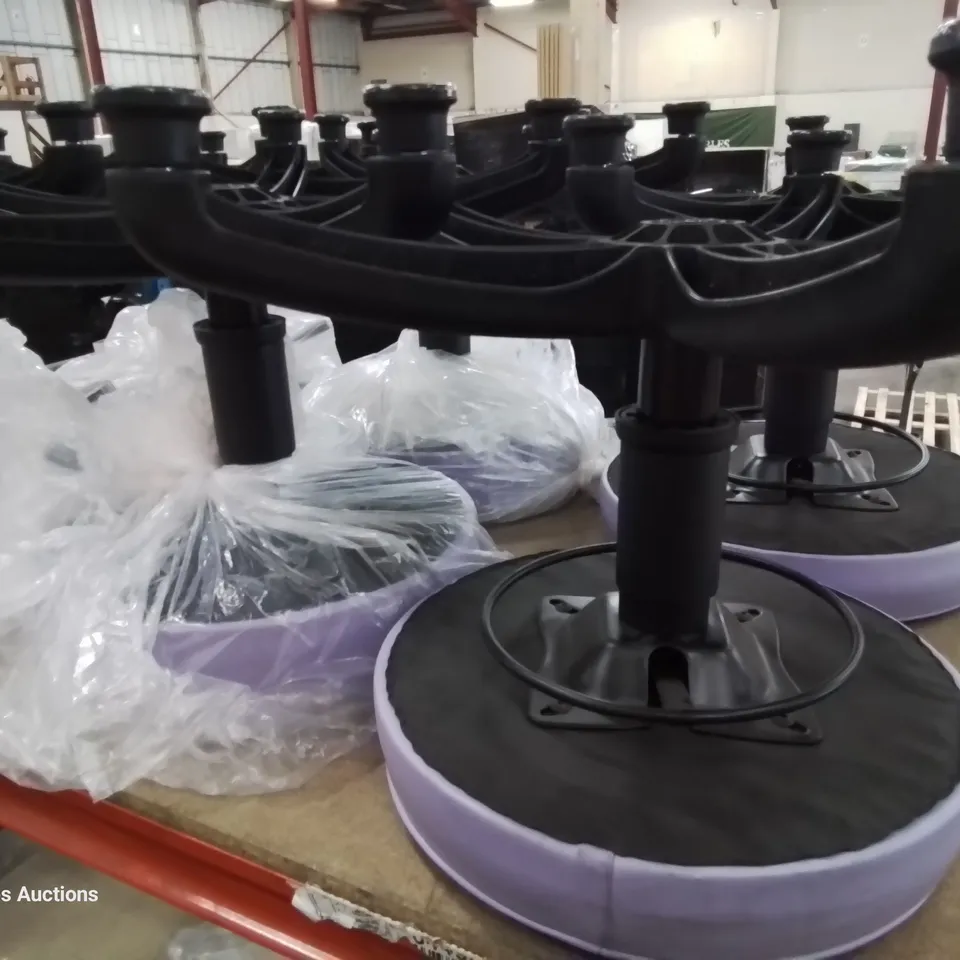 SIX HEIGHT ADJUSTABLE EXAMINATION STOOLS LILAC PU SEAT PADS