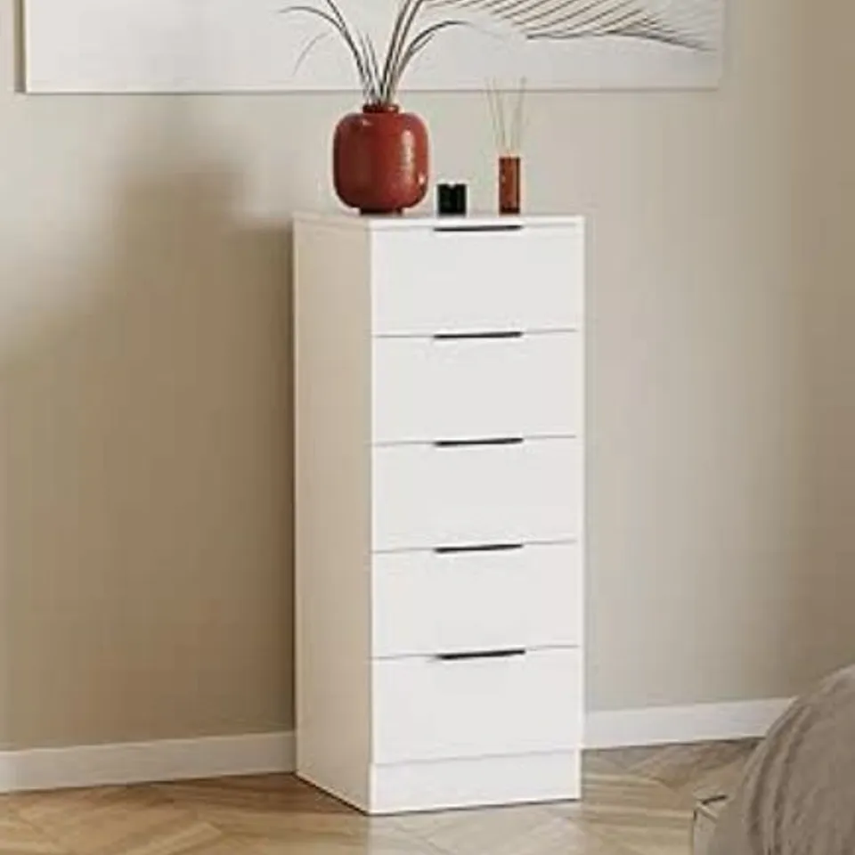 BOXED VIDA TREGA 5 DRAWER CHEST - WHITE (1 BOX)