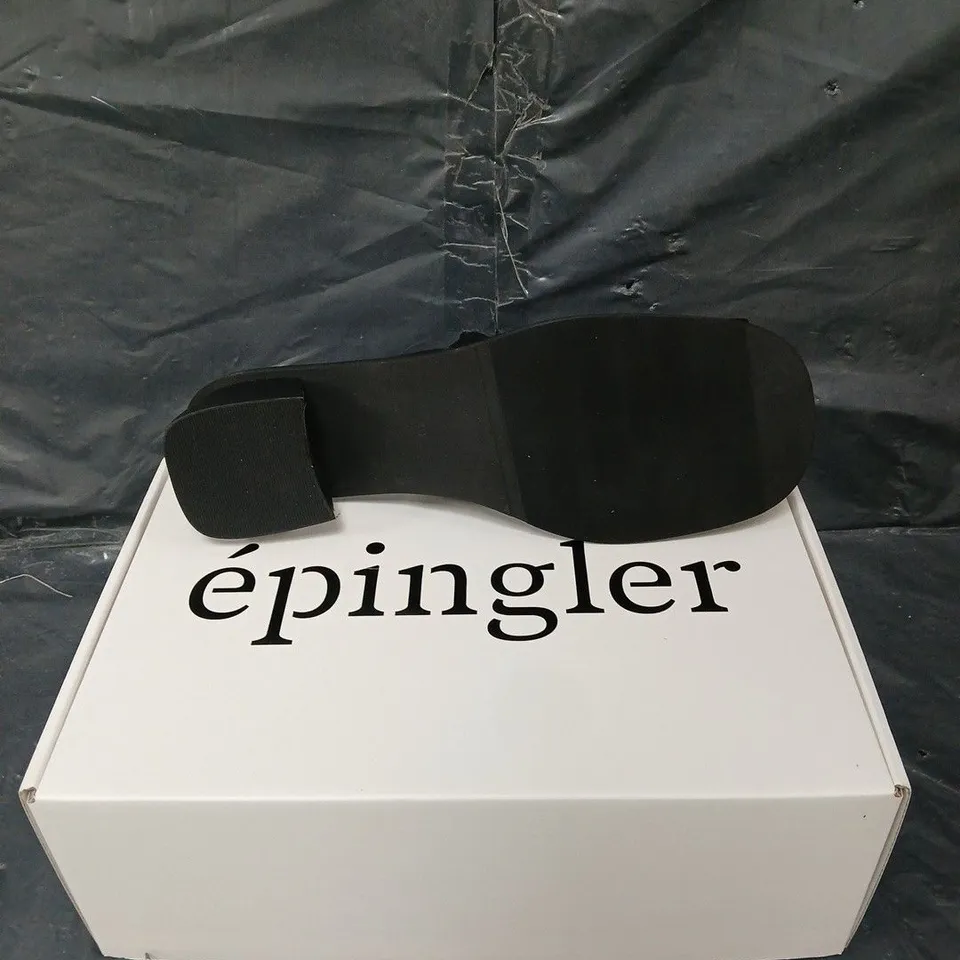 BOXED PAIR OF EPINGLER CUBE HEEL ALL BLACK SIZE 40