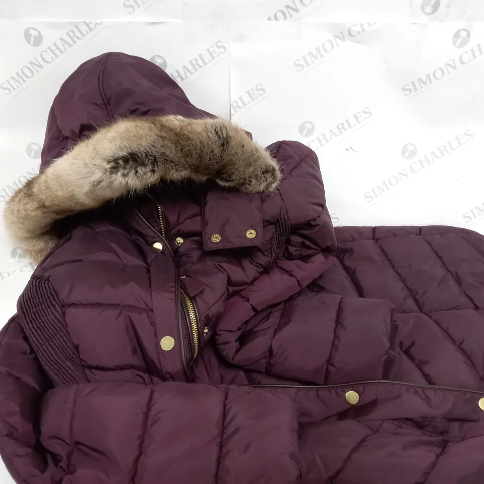 JOULES LONG PADDED COAT IN PURPLE - 10