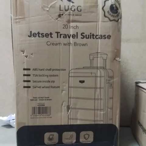 BOXED LUGG 20" JETSET SUITCASE -CREAM WITH BROWN 