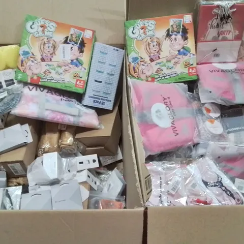 PALLET CONTAINING VARIOUS ASSORTED BOXED HOUSEHOLD ITEMS TO INCLUDE: GUESS GAMES, BABY FOOD CONTAINERS, PET LIFE JACKETS, SOCKS ETC.