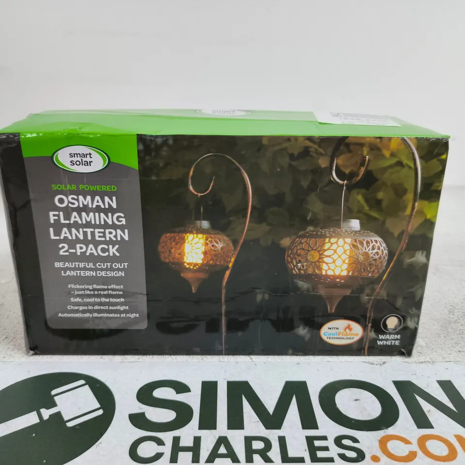 OSMAN FLAMING LANTERN 2-PACK – SOLAR-POWERED GARDEN LIGHTS